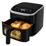 NEWBULIG Air Fryer，4QT Small AirFryer with Easy View Window and Interior Light, Digital Touchscreen with 8 Presets for Custom Cooking, Nonstick and Dishwasher Safe Basket, Black