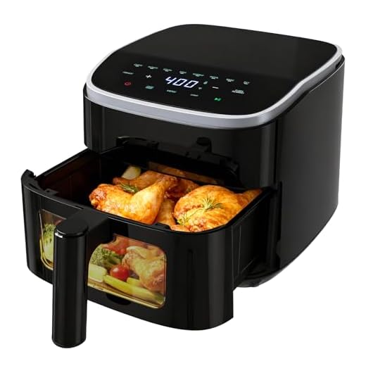 NEWBULIG Air Fryer, 4QT Airfryer 8 Presets, Viewing Window, Nonstick Basket