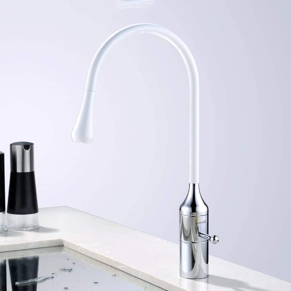 Grifos de Cocina Grifo (Agua) Grifo ； Grifo ； Grifo Giratorio de 360 ​​​​Grados Fregadero frío y Caliente Fregadero de Personalidad Grifo Monomando Grifos Blancos de un Solo Orificio Instalación en