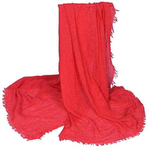 Image of Iba & Isba Women's Plain Crinkled Scarves, Stoles, Hijab (76 x 36 inch)