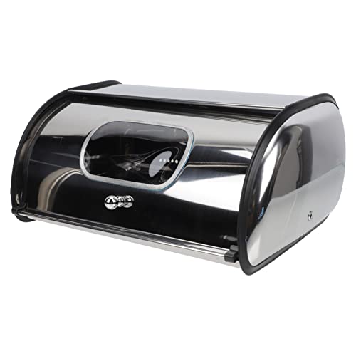 Tofficu Bread Storage Container Metal Bread Box Stainless Steel Roll Top Bread Bin Modern Bread Storage Holder Food Keeper Container Organizer With Lid For Kitchen Dining Metal Bread Box Roll Top #TOP8