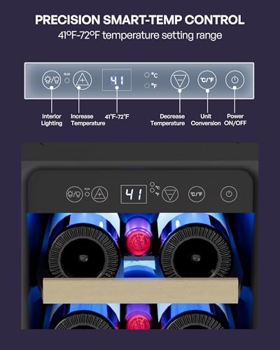 Image of Icyglee 12 inch Wine Cooler Refrigerator, 18 bottle Wine Fridge Built-in or Freestanding with Double-Layer Tempered Glass Door, Mini Fridge with Digital Temp Control & Fast Cooling, Low Noise