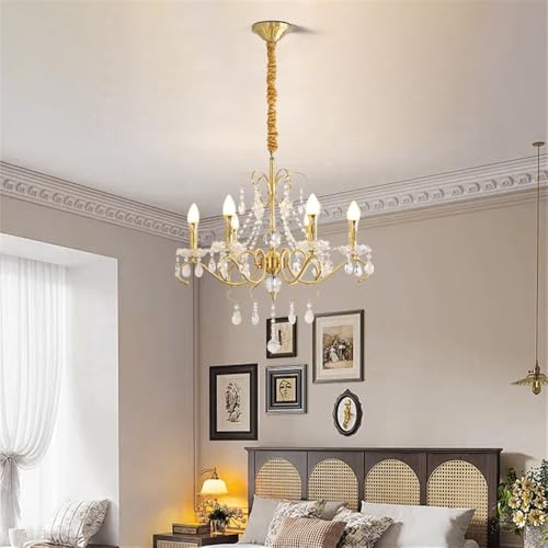 Bougie française en laiton cristal LED lustre de luxe pour villa