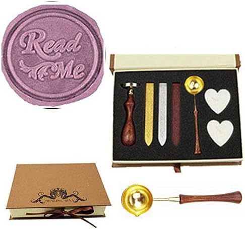 Vintage Read Me Sealing Wax Seal Stamp Wood Handle Melting Spoon Wax Stick Candle Gift Book Box kit Wedding Invitation Embellishment Holiday Card