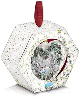 Me To You Bear Tatty Teddy Heart Glass Christmas Tree Bauble, XGT01041,Blue,grey,red