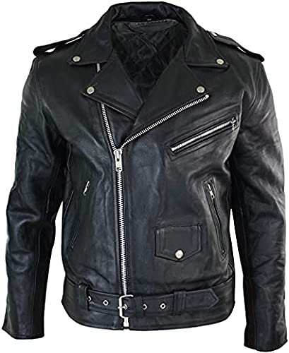 Brando Motorcycle Mens Leather Jacket | Real Lambskin Biker Leather Jacket | Black Leather Brando Motorcycle Biker Jacket