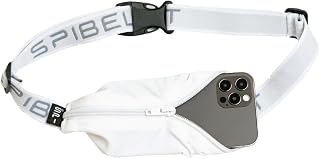 SPIbelt Running Belt: Bounce-Free Phone Holder Fanny Pack for Women & Men, Fits All Phones, Adjustable Waist (White)