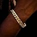 Cuban Link Bracelet for Men Women ,14k Real Gold Plated Miami Cuban Bracelet , 6-18mm Width ,8/8.5/9 inch Length Stainless Steel Bracelet,Stainless Steel Fashion Jewelry Bracelet- Send Gift Box(Father Day Birthday Valentine's Day Christmas Gifts) (14k 14mm, 8 inches)
