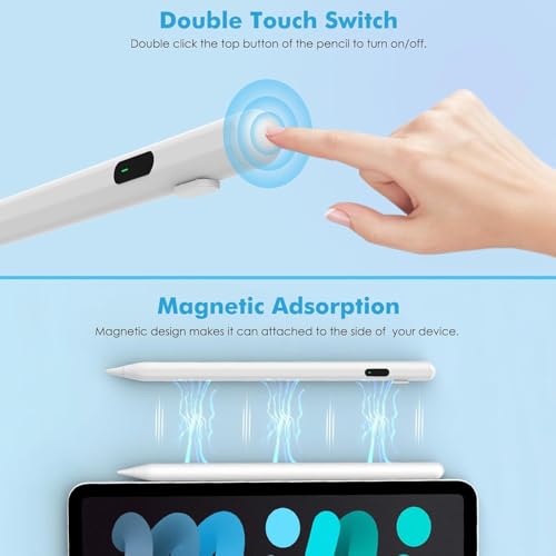 Image of iPad Pencil, Stylus Pen for iPad with Real-Time Led Power Display, Pencil for iPad 6 /7 /8 /9 /10gen, iPad Air 3 /4 /5 /6(M2), iPad Pro 11 inch /12.9 inch(M4), iPad mini 5 /6 /7, Stylus for iPad 2018 & Later