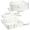 BTSKY 3-Layer Plastic Dividing Storage Box Craft Organizer with Adjustable Spacers Portable Handled Art Supply Organizer Multipurpose Home Utility Box for Medicine Box Sewing Box (Beige White) #3
