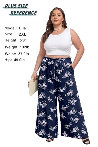 Lepunuo Wide Leg Pants for Women High Waisted Palazzo Pants Work Casual Flowy Tie Knot Trousers with Pockets4