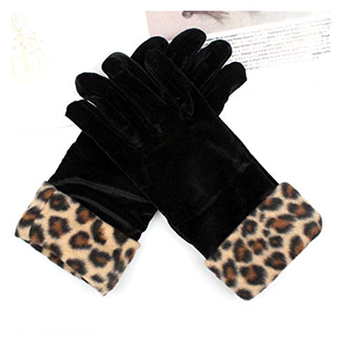 Zxebhsm Gants Mode Sexy Femmes Gold Velvet Gants de léopard Printemps Automne Animal Imprimer Femmes Feuillette Élasticité Cyclisme Vélo Gants H61 (Farbe : D14 Leopard Black) Cover