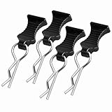 Hobbyfire 4-Pack Universal RC Body Clips with Tabs, Metal Handled Clips for 1/12 1/10 1/8 RC Cars and Trucks, Heavy Duty Body Mounting Clips Shell Replacement (Black)