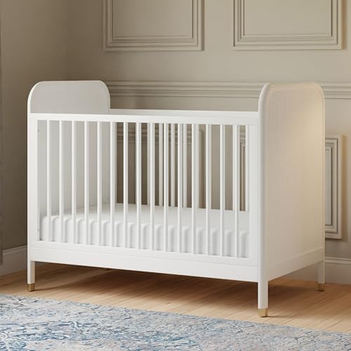 Namesake Brimsley Tambour 3-in-1 Convertible Crib in Warm White, GREENGUARD Gold Certified