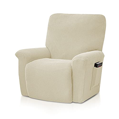 VanderHOME Housse Fauteuil Relax Complète Elastique Couverture pour Accoudoirs Fauteuil 1 Place Relax Extensible Housse Fauteuil Relax Electrique Beige Cover