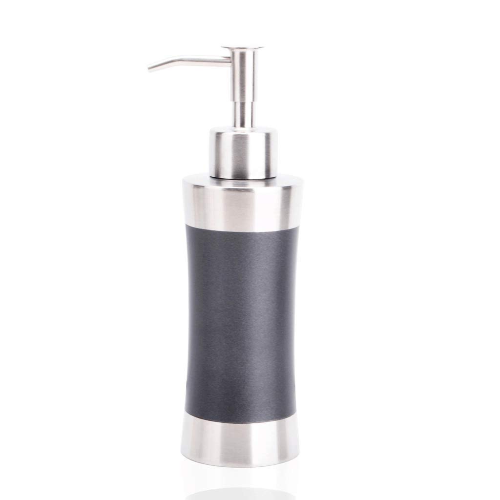 Dispenser di Sapone da appoggio Bottiglia Trasparente in Nichel Spazzolato per Cucina, Bagno, Oli Essenziali, lozioni, saponi liquidi
