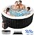 4-6 Person Inflatable Hot Tub, 264Gal Round Portable Blow up Hot Tub, Leak-Proof PVC Outdoor Spa with 130 Air Jets, Heater Pump and Insulated Cover, 82” X 82” X 25