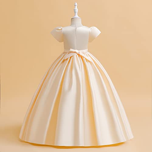 Flower Girls Dresses Formal Party Girl Wedding Dresses Vintage Satin Child Princess Communion Pageant Prom Gowns2