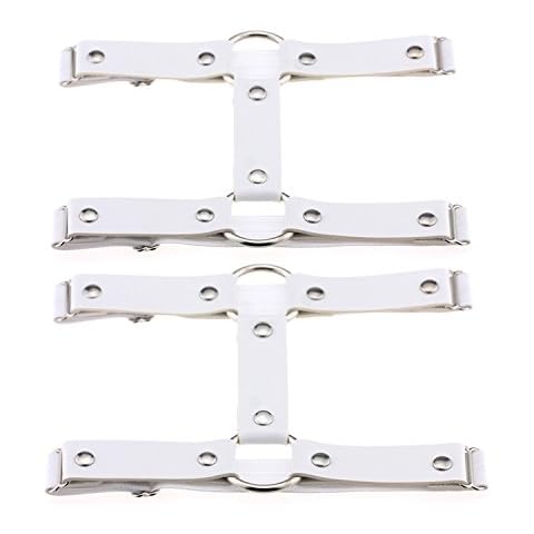 Outman Adjustable Elastice 2 Rows Leather Leg Harness Garter Belt Punk Gothic Thigh Ring Garter (White) Cover