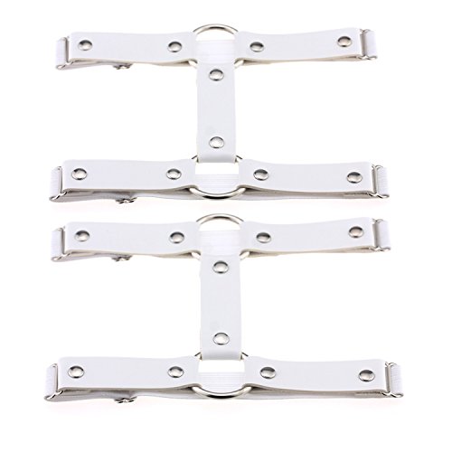 Harnais de jambe en cuir élastique réglable à 2 rangées avec porte-jarretelles style punk gothique, blanc, taille unique