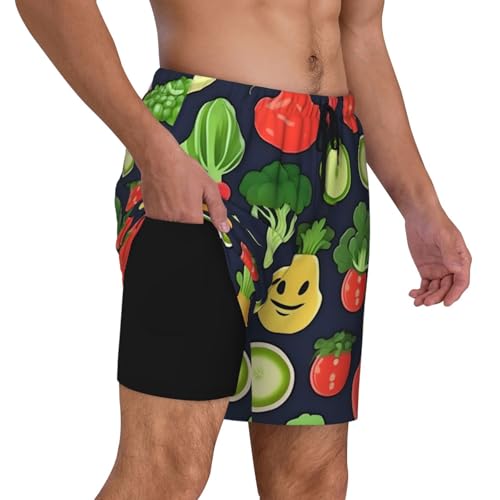 Cartoon Vegetable Fruit Print Men Stylish Functionality Swim Trunks Breathable Beach Shorts Surfing Gym Fishing3