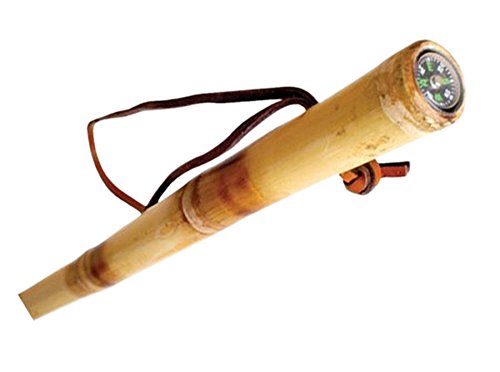 51" Bamboo Hiking Staff With Strap and Compass - Brown
