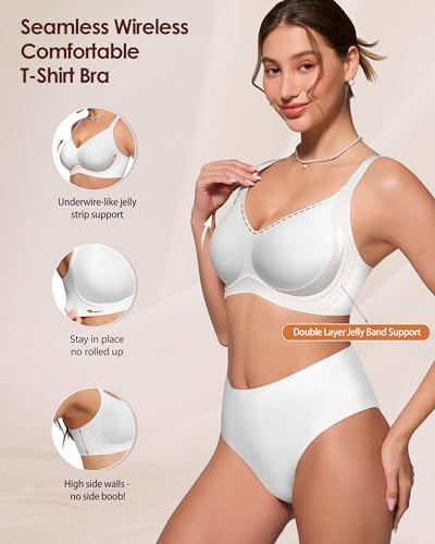 As Fairy Womens Wireless Jelly Bra Wirefree Seamless Bra Pure White 36B - 2