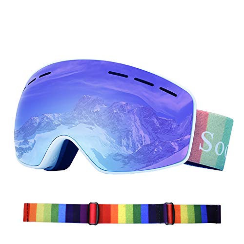 SOOGREE Ski Goggles Kids Clear,Snowboard Glasses Anti Fog UV Protection Helmet Compatible Wind Resistance Double-Layer Lenses for Boys Girls Outdoor Winter Sports (blue)