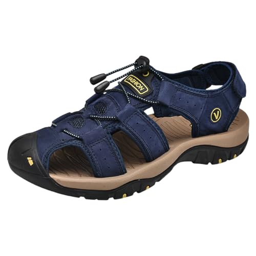 Men's Sport Sandals Outdoor Hiking Sandals Closed Toe Leather Athletic Lightweight Slip On Men's Slip on Sandals Size 12