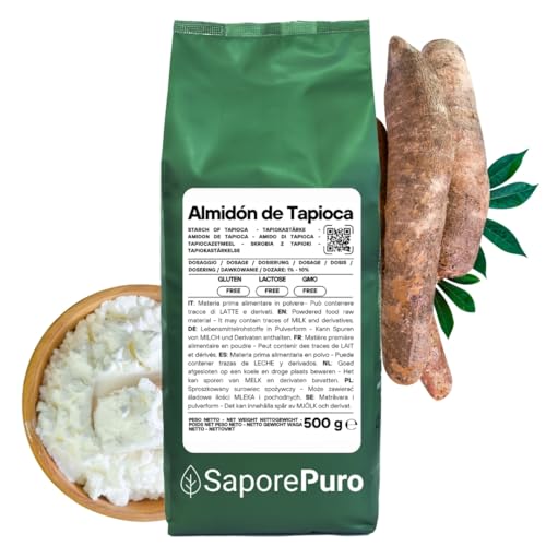 SaporePuro Almidón de Tapioca 500 g – Sin Gluten – Espesante Natural para Cremas, Salsas, Postres y Preparaciones Culinarias