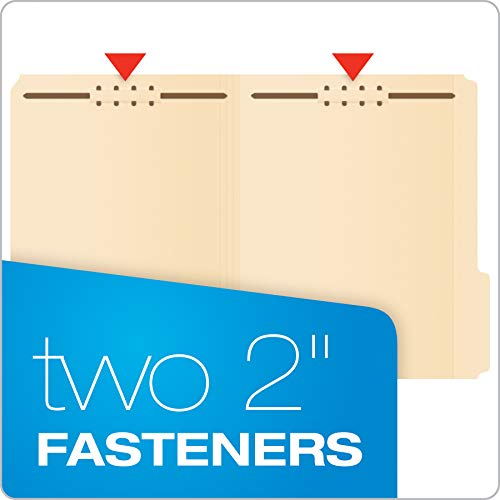 Pendalfex Fastener Folders, Poly Reinforced Spine, Reinforced Tabs, Letter Size, 8-1/2" X 11", 2 Embedded Fasteners, 1/3-Cut, Manila, 50/Box (21310) #TOP2