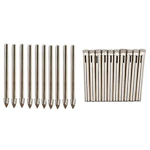 Brocas de diamante para azulejos, vidrio, pizarra, porcelana y mármol, 10 piezas; brocas cónicas para cerámica, mármol, azulejos y vidrio, 10 piezas (Color: Plata) miniatura 1