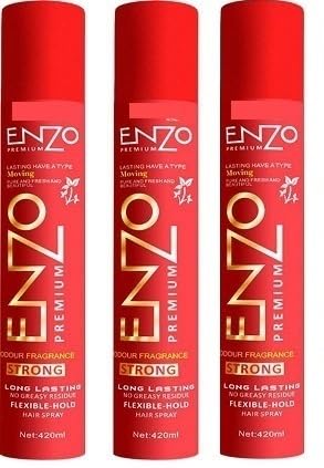 ENZO Premium Hair Styling Spray Strong Hold, Long Lasting, Flexible Hold, 420ml, Pack of 3-image-15