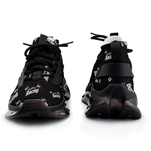 Race Car with Checkered Flag Funny Women's Sneakers Lightweight Running Shoe Sports Tennis Shoes2