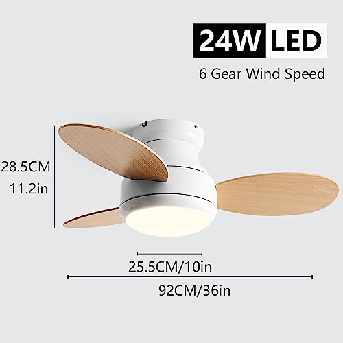 Ventilateur de plafond avec lumière télécommandé à 6 vitesses pour salon