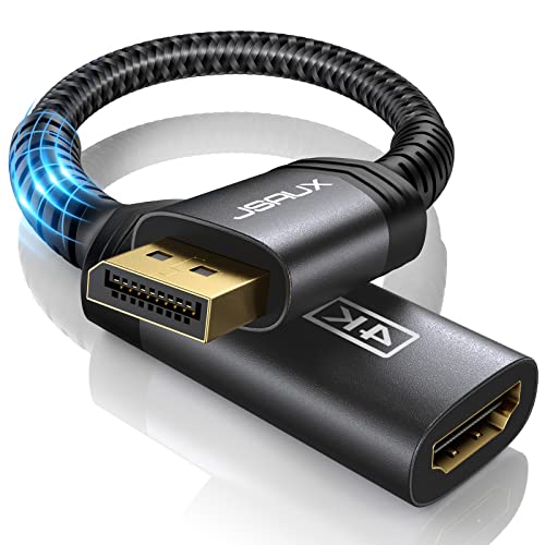 JSAUX Adaptador DisplayPort a HDMI 4 K @ 30 Hz Chapado en Oro DP Macho a HDMI Hembra, convertidor de...