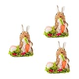 Alipis 3 Pcs Paille Lapin Printemps Ronds De Serviette Cobaye Jouets Créatif Lapin Statue Bruant Figurines Poupées Lapins Décor Peluche Lapin Mignon Hamster Jouets Litière Foin Rat