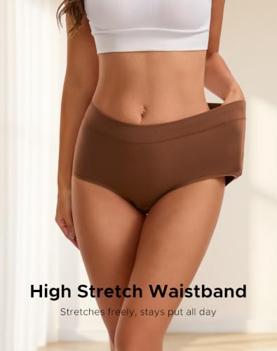 Image of INNERSY Women's Cotton Underwear High Waisted Briefs 4-Pack