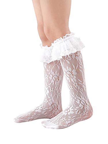 SSPalu Baby Girls Knee High Socks Children Lace SocksToddlers Tube Socks Long Kids Hollow Out Sock Infant Sock 3-8Y