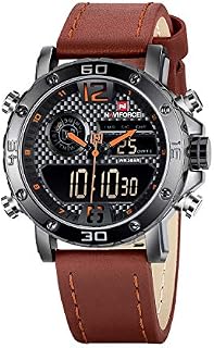 Men's Digital Sports Watch Large Face Waterproof Wrist Watches for Men with Leather