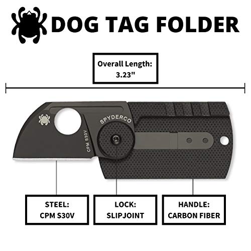 Spyderco Dog Tag Non-Locking Knife with 1.23" CPM S30V Steel Blade and Durable Black Carbon Fiber Handle - PlainEdge - C188CFBBKP - Image 5