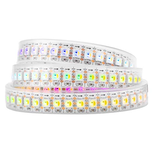 BTF-LIGHTING RGBW RGB+Cool White SK6812 (Similar WS2812B) 4 Colors in 1 LED Strip Individually Addressable 3.3ft 1m 144LED Light Flexible Dream Color IP67 DC5V White PCB (No Adapter or Controller)
