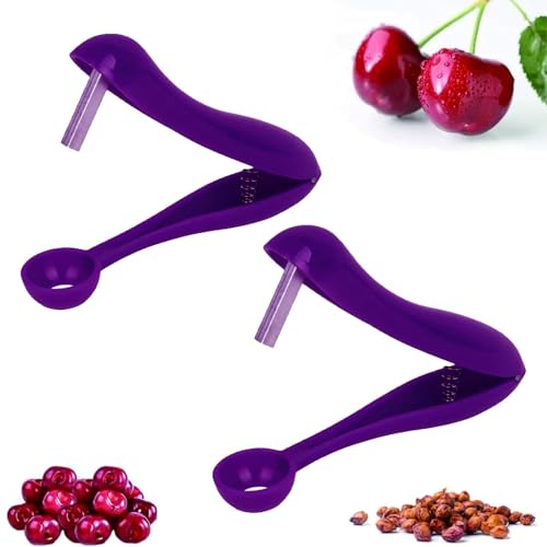 Lot de 2 dénoyauteurs de cerises - Enlèvement rapide des pierres de fruits - Aubépine - Datte rouge - Jujube