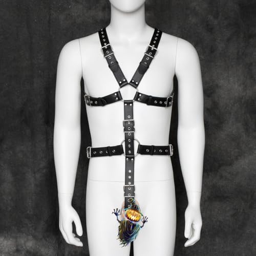 Mens Body Harness PU Leather Punk Suspenders Shoulder Belt Strap Adjustable Buckle Cosplay Chest Garter Belt2