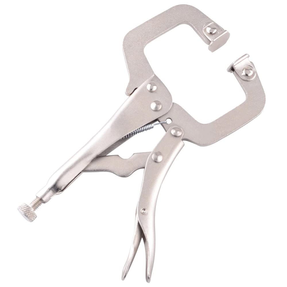 UPTO DATE PRODUCTS 11 Inch Adjustable Swivel Jaw Fixed Handle Alloy Steel C Shaped Clamp Vise Grip Locking Welding Tool Quick Pliers Pincers Tongs Woodworking Manual Fixing Workholding Vice