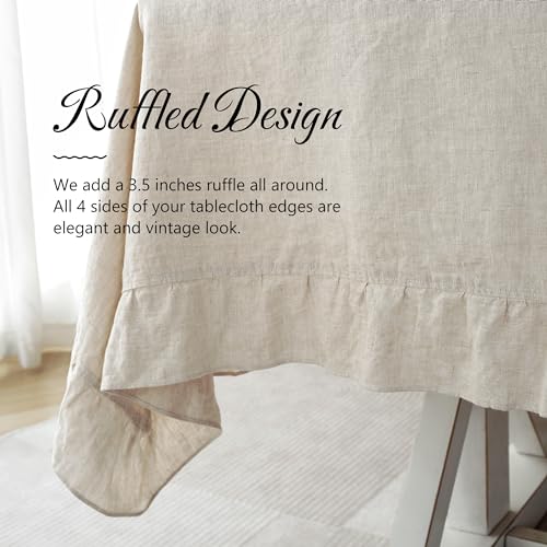 Ruffle-Linen-Tablecloth-100-French-Linen-Natural-Tablecloth-120-x-60-Inch-Washable-Rectangular-Tablecloth-for-Dining-Outdoor-Weddings-and-Restaurants-Decorative-Valentine-Easter Ruffle Linen Tablecloth 100 French Linen Natural Tablecloth 120 x 60 Inch Washable Rectangular Tablecloth for Dining Outdoor Weddings and Restaurants Decorative Valentine Easter