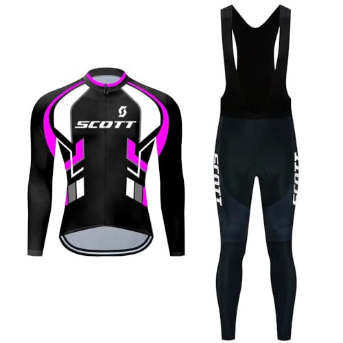 Conjunto de ropa de ciclismo para hombre, camiseta de ciclismo de manga larga con 3 bolsillos traseros, pantalones de ciclismo acolchados 3D transpirables (TZ-0362, L)