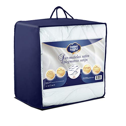 SWEETNIGHT Coprimaterasso in Raso Cotone Bianco Weiß 90 x 200 cm