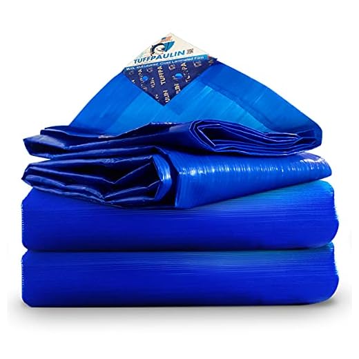 TUFFPAULIN Plastic 20Ft X 20Ft 120 Gsm Blue Extra Strong Virgin Tarpaulin Tirpal Tadpatri Tharpai Thadika Mulching Sheet, Uv Resistant Eyelets, 100% Waterproof, 6 Layer 3D Rib Technology