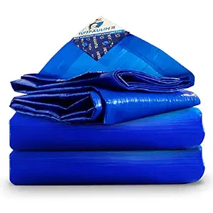 TUFFPAULIN 18FT X 12FT 90 GSM Blue Tarpaulin Tirpal Tadpatri Tharpai Thadika, Extra Strong, Reinforced Eyelets, UV Resistant, 100% Waterproof, 6 Layer MLCL 3D Rib Technology-1 No.